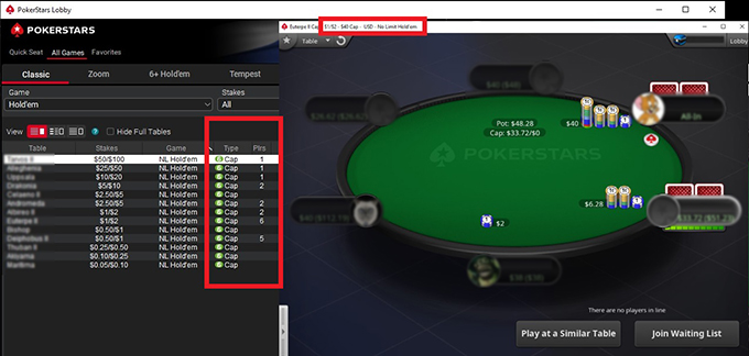 Кэп-стол PokerStars