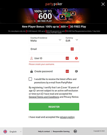 Переход к оформлению аккаунта