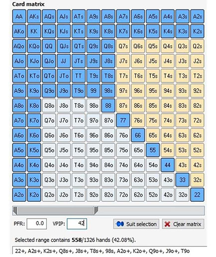 Диапазон около 40%