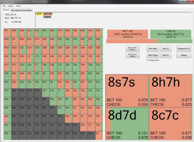 Окно с расчетом руки 87