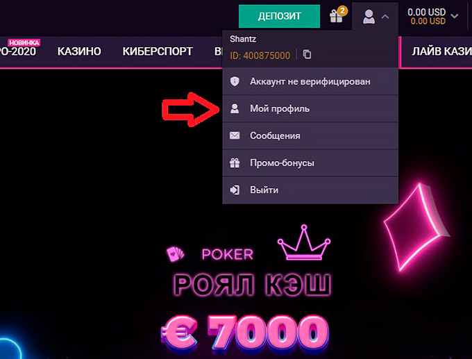 Кнопка «Мой профиль»